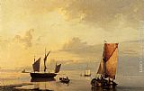 Koekkoek Paintings - Shipping In A Calm by Johannes Hermanus Koekkoek